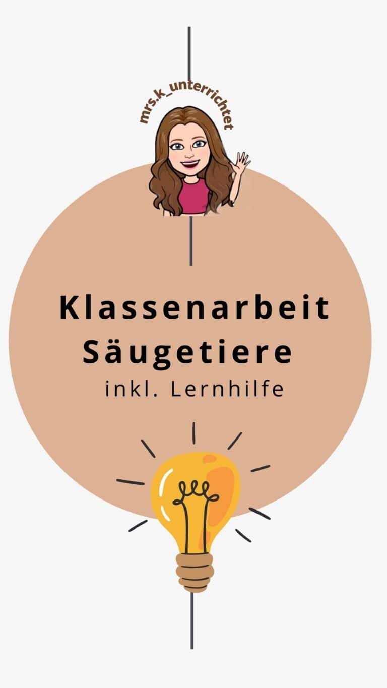 Klassenarbeit Säugetiere inklusive Lernhilfe