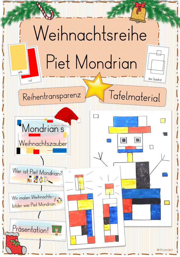 Piet Mondrian Weihnachtszauber / Kunstreihe (3. und 4. Klasse)