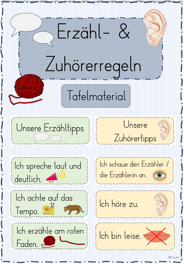 Erzähl- & Zuhörertipps / Regel (Tafelmaterial)