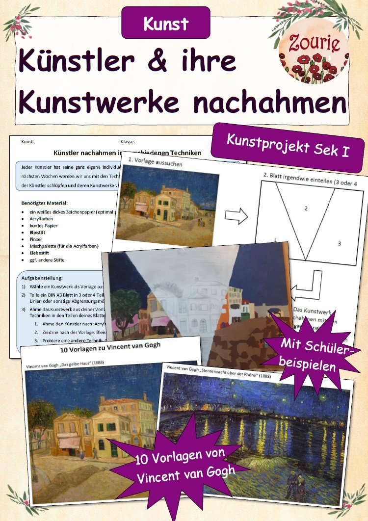 Kunstprojekt: Künstler und ihre Werke nachahmen (Kl. 7-10)