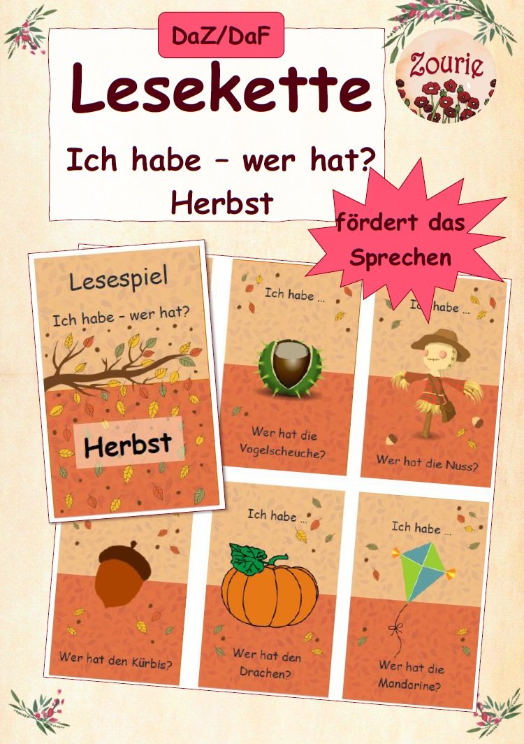 DaZ/DaF – Lesekette: Ich habe – wer hat? Herbst