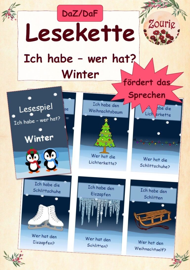 DaZ/DaF – Lesekette: Ich habe – wer hat? Winter