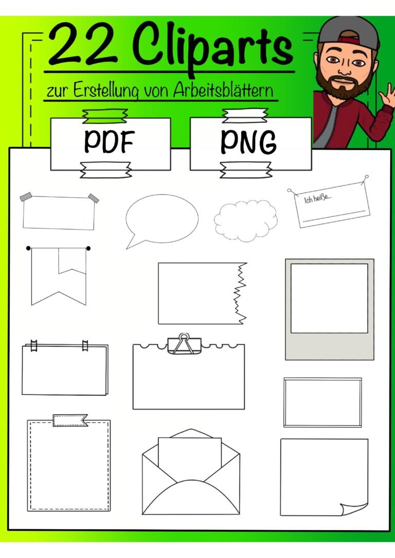 Cliparts (schwarz/weiß) – Vorlagen zum Erstellen von Arbeitsblättern und Steckbriefen