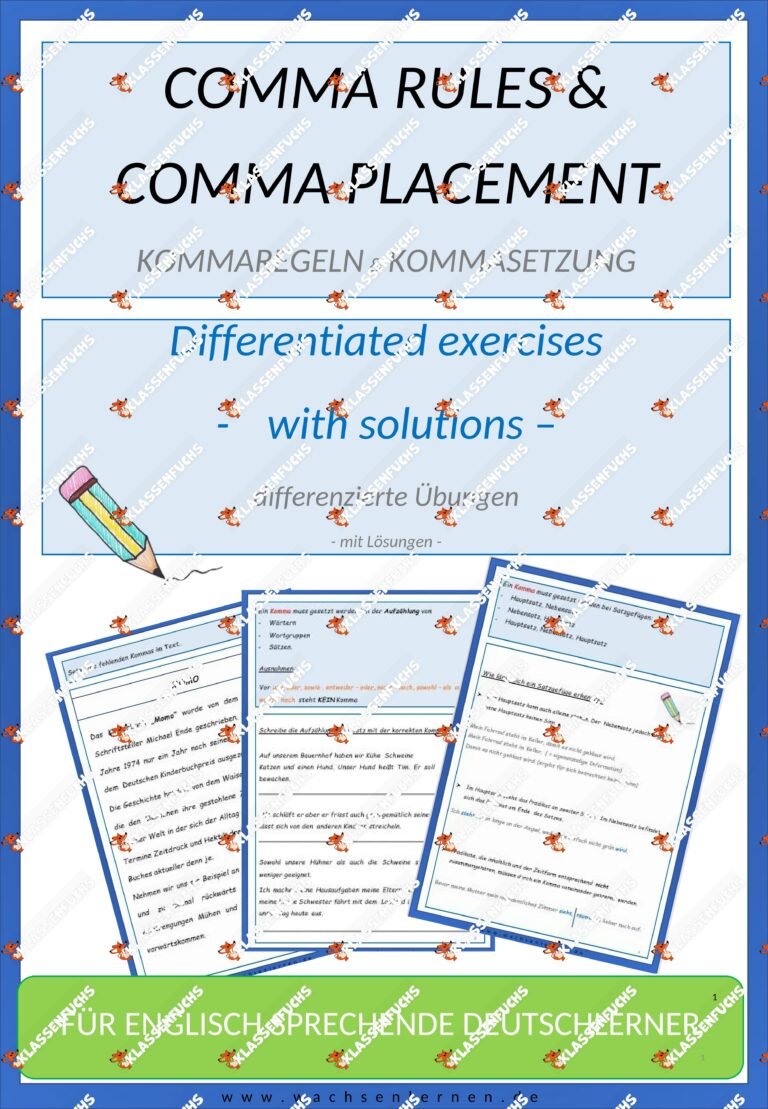 DaF / DaZ Englisch: Kommasetzung – Arbeitsheft interaktiv