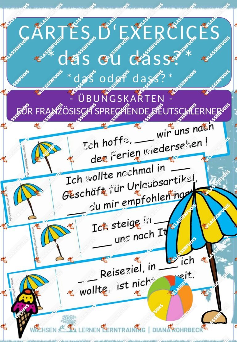 DaF / DaZ Französisch: das oder dass – Übungskarten Sommer