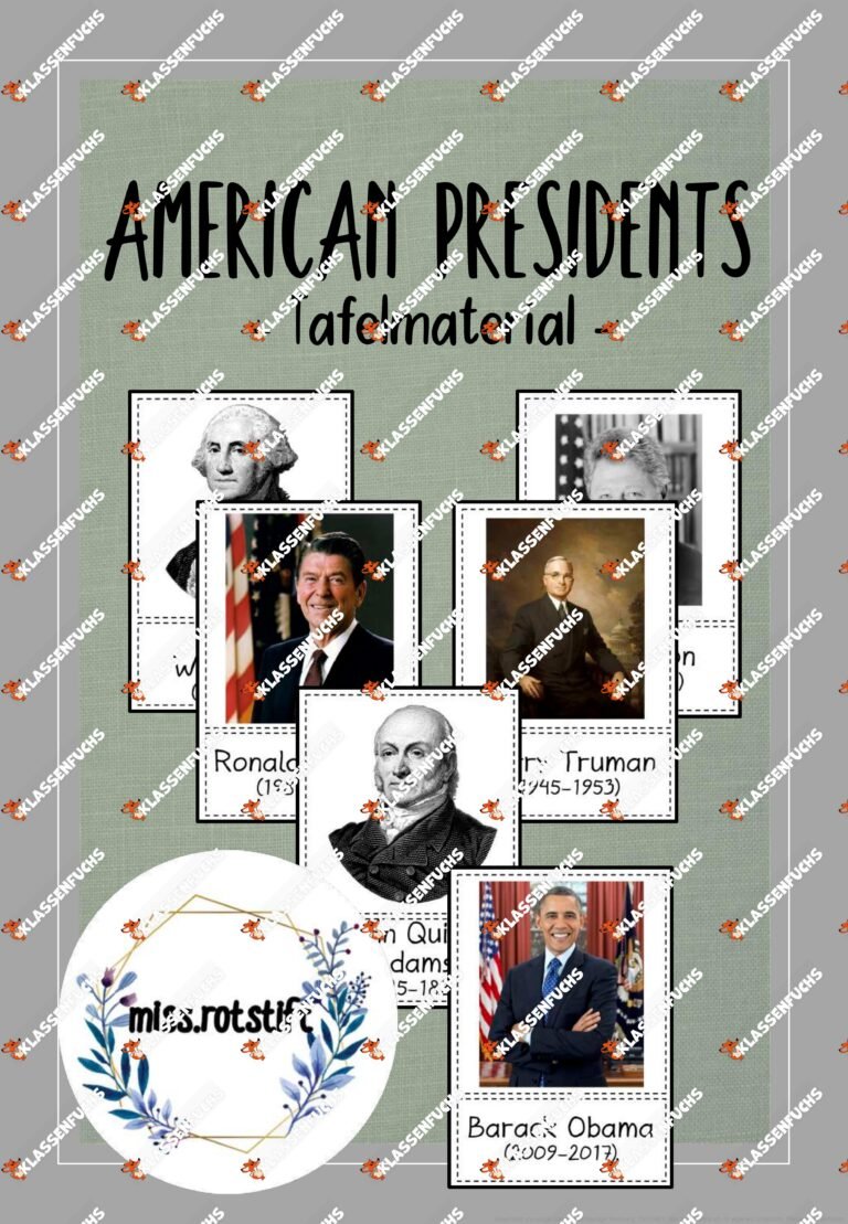 USA – American Presidents – Präsidenten -Tafelmaterial