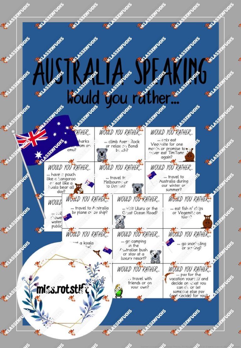 Would you rather – Australia edition – Speaking Activity