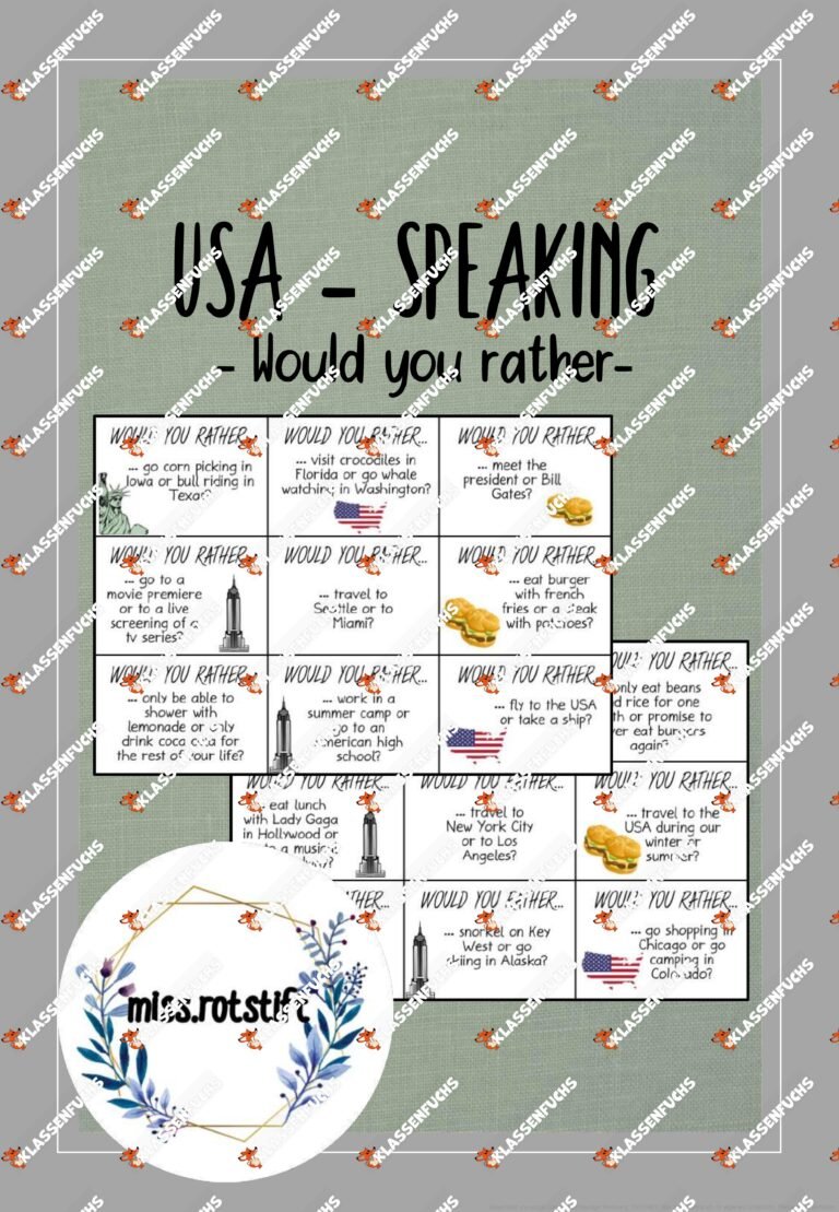 Would you rather – USA Edition – speaking activity